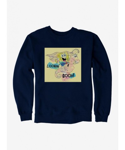 Festival Price SpongeBob SquarePants Lookin' Good Seahorse Ride Sweatshirt $13.28 Sweatshirts