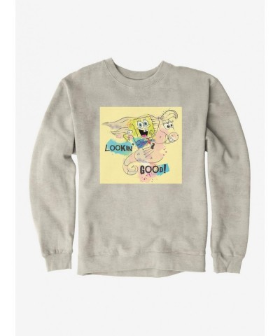 Festival Price SpongeBob SquarePants Lookin' Good Seahorse Ride Sweatshirt $13.28 Sweatshirts