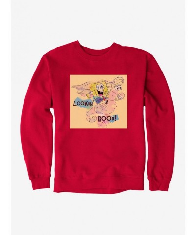 Festival Price SpongeBob SquarePants Lookin' Good Seahorse Ride Sweatshirt $13.28 Sweatshirts