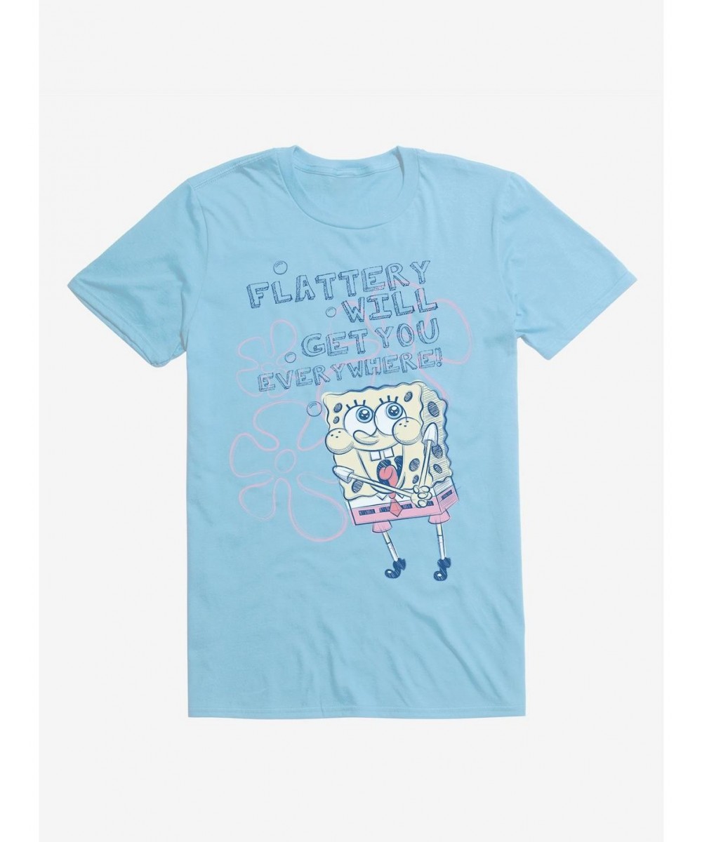 Exclusive Price SpongeBob SquarePants Flattery Gets You Everywhere T-Shirt $7.46 T-Shirts