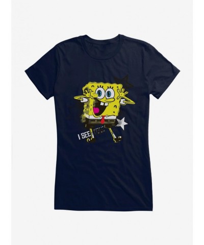 Exclusive Price SpongeBob SquarePants I See You Stars Girls T-Shirt $9.56 T-Shirts