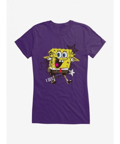 Exclusive Price SpongeBob SquarePants I See You Stars Girls T-Shirt $9.56 T-Shirts