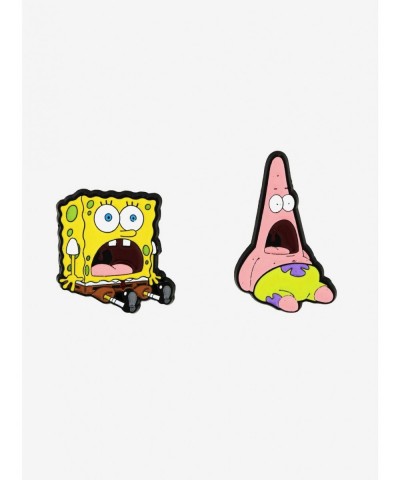 Flash Sale SpongeBob SquarePants Surprised Patrick & SpongeBob Enamel Pin Set $3.29 Merchandises