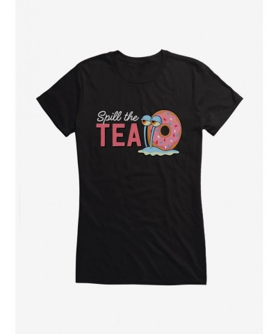 Bestselling SpongeBob SquarePants Spill The Tea Gary Girls T-Shirt $9.56 T-Shirts