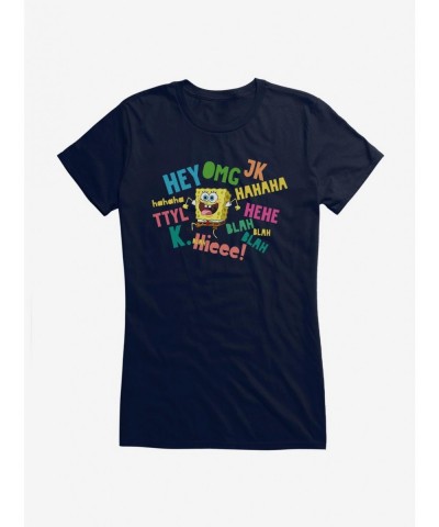 Best Deal SpongeBob SquarePants Text Verbiage Girls T-Shirt $9.16 T-Shirts