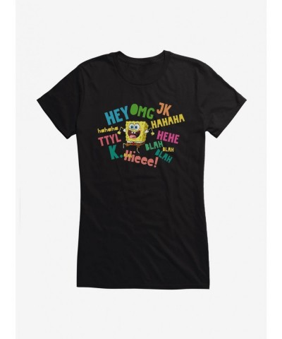 Best Deal SpongeBob SquarePants Text Verbiage Girls T-Shirt $9.16 T-Shirts