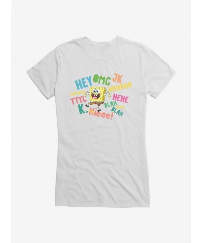 Best Deal SpongeBob SquarePants Text Verbiage Girls T-Shirt $9.16 T-Shirts