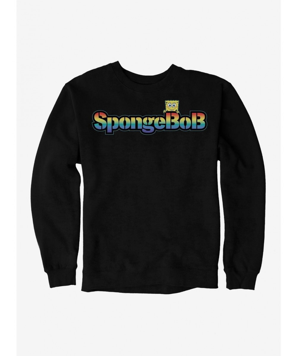 Festival Price SpongeBob SquarePants Rainbow Logo Sweatshirt $13.28 Sweatshirts