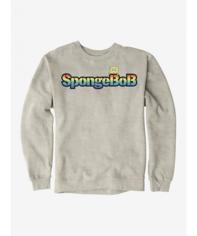 Festival Price SpongeBob SquarePants Rainbow Logo Sweatshirt $13.28 Sweatshirts