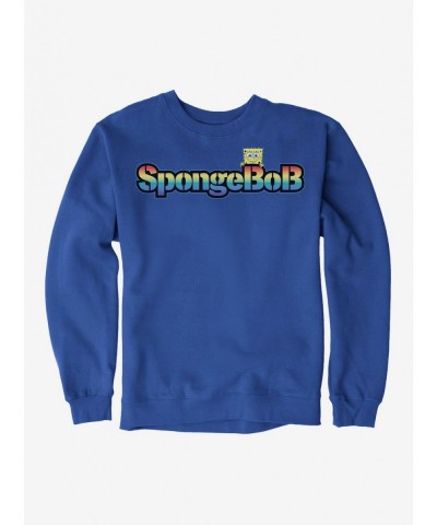 Festival Price SpongeBob SquarePants Rainbow Logo Sweatshirt $13.28 Sweatshirts