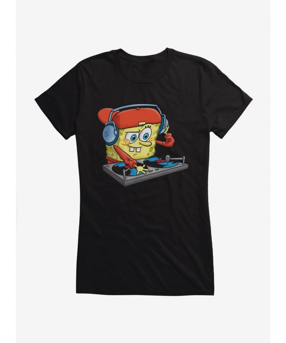 Unique SpongeBob SquarePants DJ Sponge Turntable Girls T-Shirt $9.76 T-Shirts