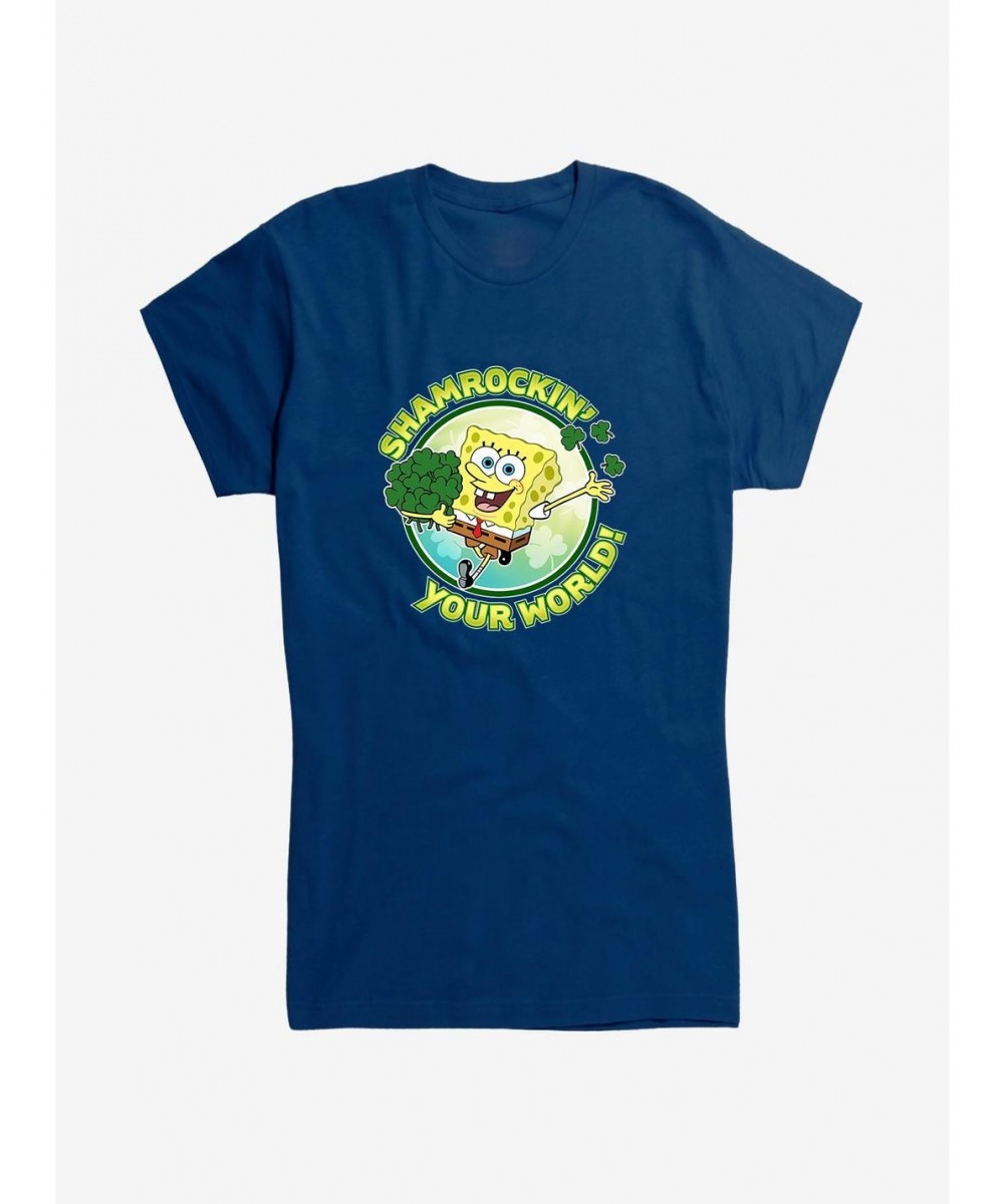 Seasonal Sale Spongebob Squarepants Shamrockin' Your World Girls T-Shirt $8.96 T-Shirts