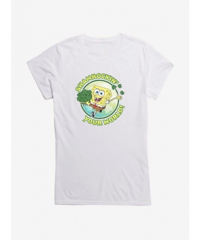 Seasonal Sale Spongebob Squarepants Shamrockin' Your World Girls T-Shirt $8.96 T-Shirts