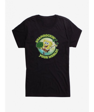 Seasonal Sale Spongebob Squarepants Shamrockin' Your World Girls T-Shirt $8.96 T-Shirts