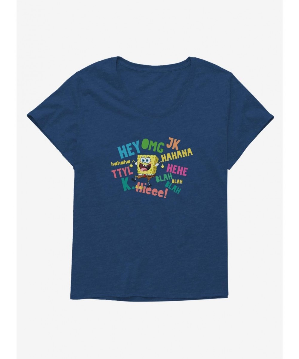 Exclusive SpongeBob SquarePants Text Verbiage Girls T-Shirt Plus Size $8.61 T-Shirts