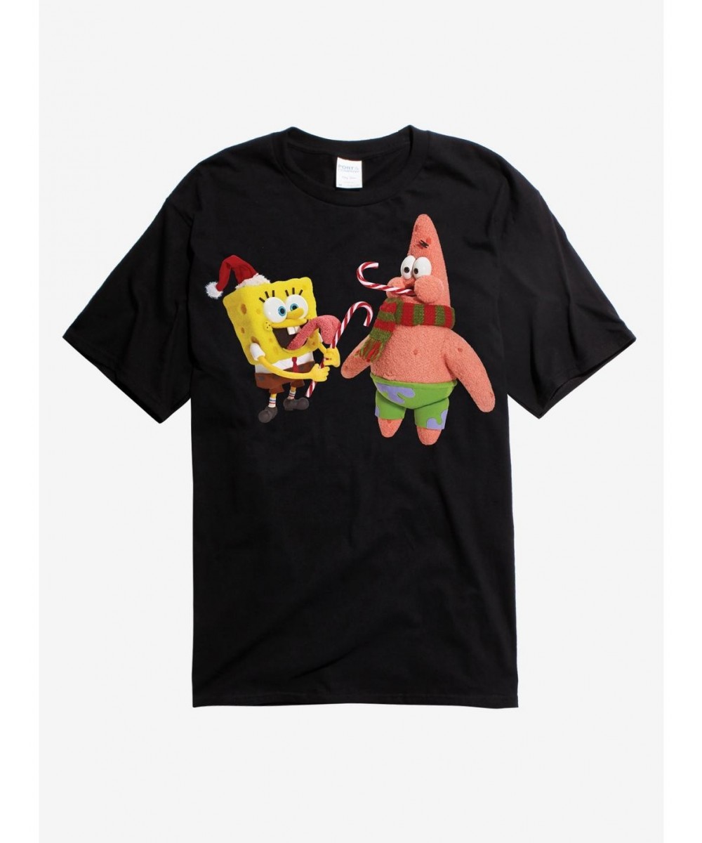 Crazy Deals SpongeBob SquarePants Christmas Candy Canes T-Shirt $6.12 T-Shirts