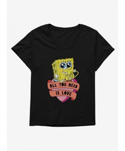 Limited-time Offer SpongeBob SquarePants All You Need Is Love Heart Girls T-Shirt Plus Size $10.76 T-Shirts