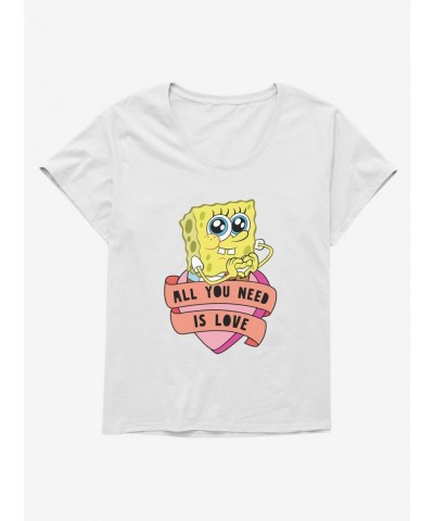 Limited-time Offer SpongeBob SquarePants All You Need Is Love Heart Girls T-Shirt Plus Size $10.76 T-Shirts