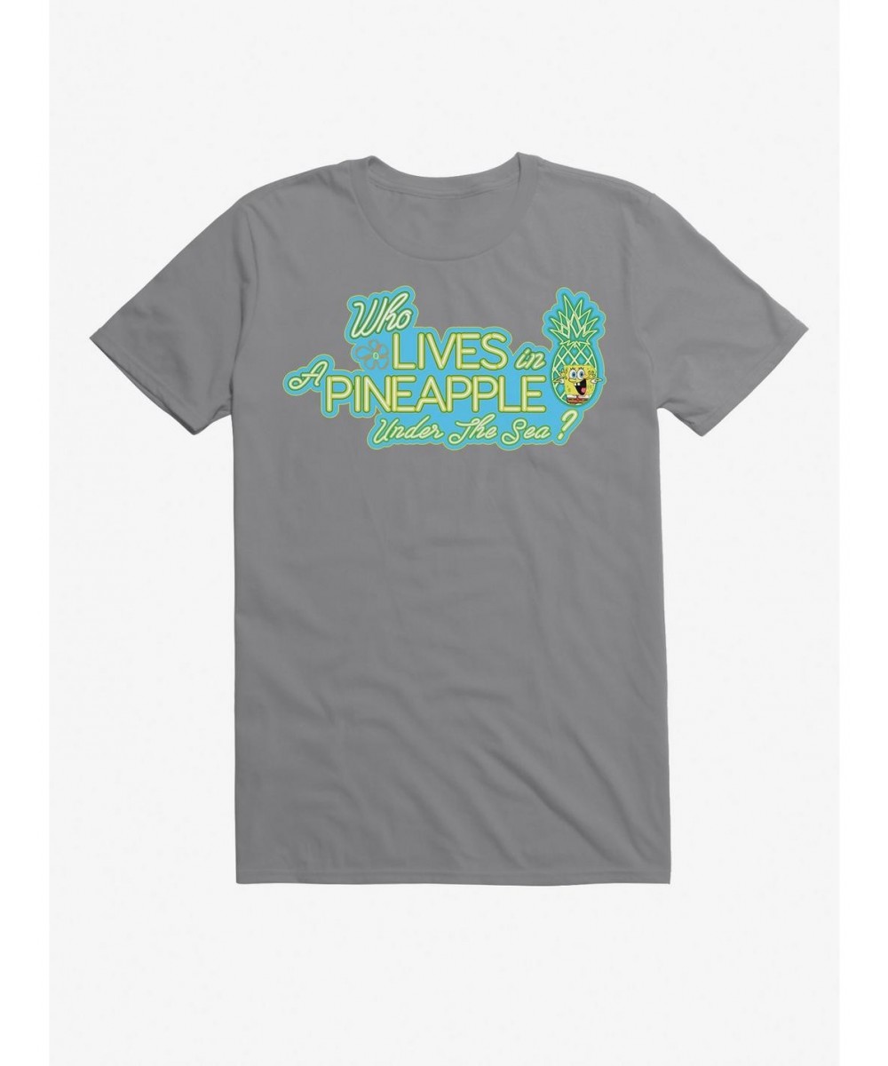 Fashion Spongebob Squarepants Lives In A Pineapple T-Shirt $6.50 T-Shirts