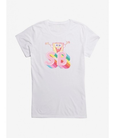 Flash Sale Spongebob Squarepants SB Rainbow Girls T-Shirt $8.17 T-Shirts