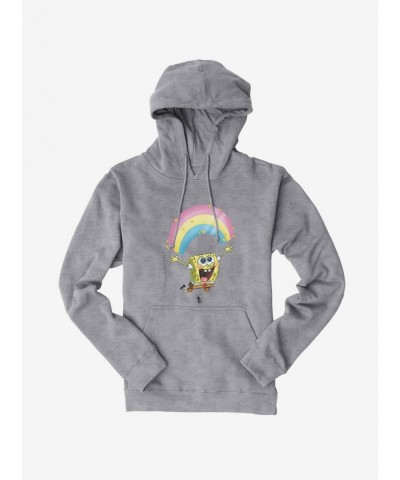 Clearance SpongeBob SquarePants Chasing Sparkle Rainbows Heather Oatmeal Hoodie $16.52 Hoodies