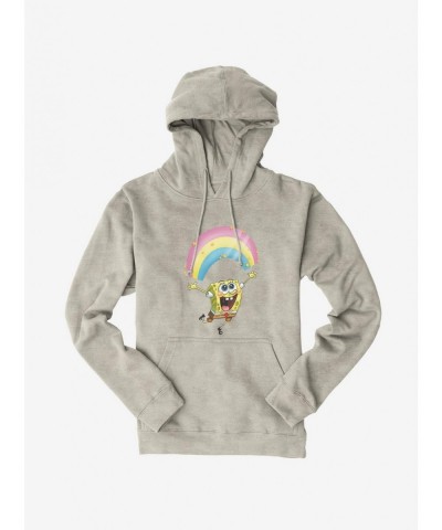 Clearance SpongeBob SquarePants Chasing Sparkle Rainbows Heather Oatmeal Hoodie $16.52 Hoodies