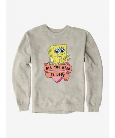 Hot Sale SpongeBob SquarePants All You Need Is Love Heart Sweatshirt $14.46 Sweatshirts