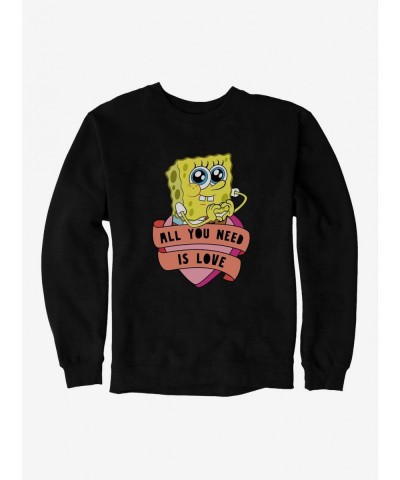 Hot Sale SpongeBob SquarePants All You Need Is Love Heart Sweatshirt $14.46 Sweatshirts