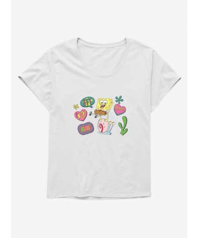 Premium SpongeBob SquarePants Besties Patches Girls T-Shirt Plus Size $10.76 T-Shirts