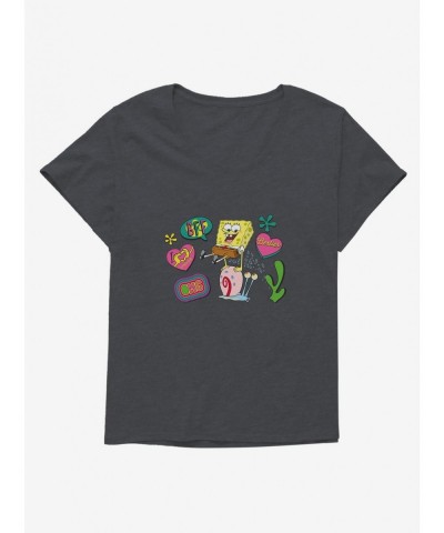 Premium SpongeBob SquarePants Besties Patches Girls T-Shirt Plus Size $10.76 T-Shirts