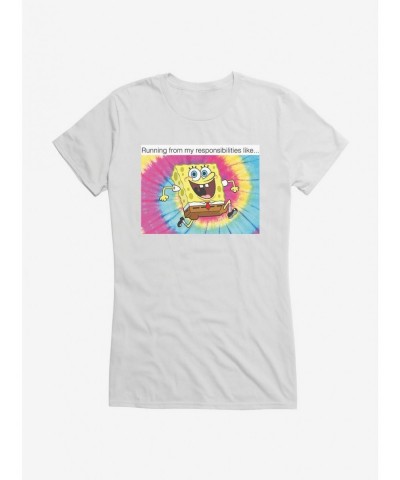 Limited-time Offer SpongeBob SquarePants Running From Responsibilities Meme Girls T-Shirt $7.17 T-Shirts