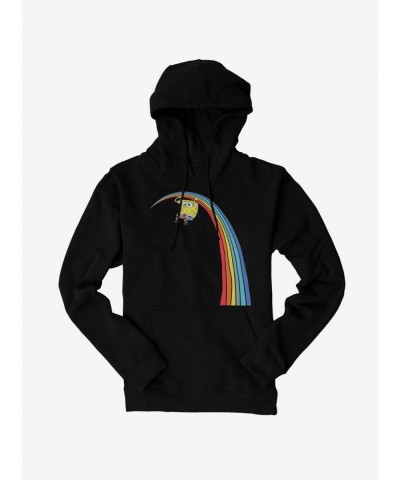 Premium SpongeBob SquarePants Hanging Off Rainbow Hoodie $16.52 Hoodies