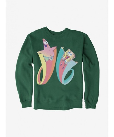 Unique SpongeBob SquarePants Patrick Rainbow Jump Sweatshirt $11.22 Sweatshirts