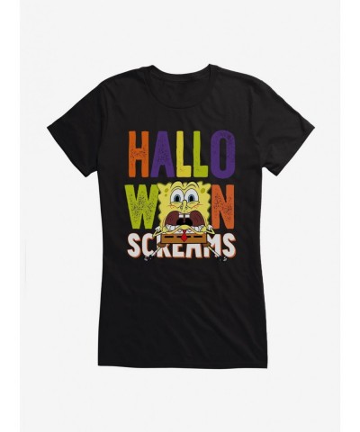 Hot Sale SpongeBob SquarePants Halloween Screams Solo Girls T-Shirt $6.37 T-Shirts