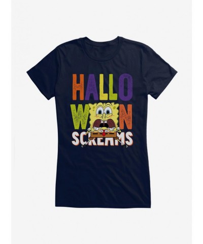 Hot Sale SpongeBob SquarePants Halloween Screams Solo Girls T-Shirt $6.37 T-Shirts