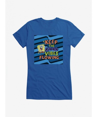 Bestselling SpongeBob SquarePants Keep The Good Vibes Flowing Girls T-Shirt $7.37 T-Shirts