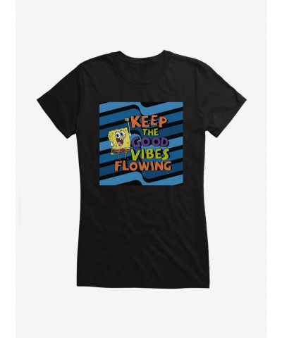 Bestselling SpongeBob SquarePants Keep The Good Vibes Flowing Girls T-Shirt $7.37 T-Shirts