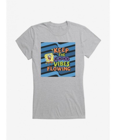 Bestselling SpongeBob SquarePants Keep The Good Vibes Flowing Girls T-Shirt $7.37 T-Shirts