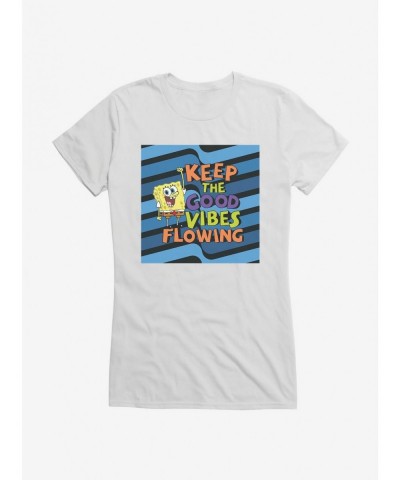 Bestselling SpongeBob SquarePants Keep The Good Vibes Flowing Girls T-Shirt $7.37 T-Shirts