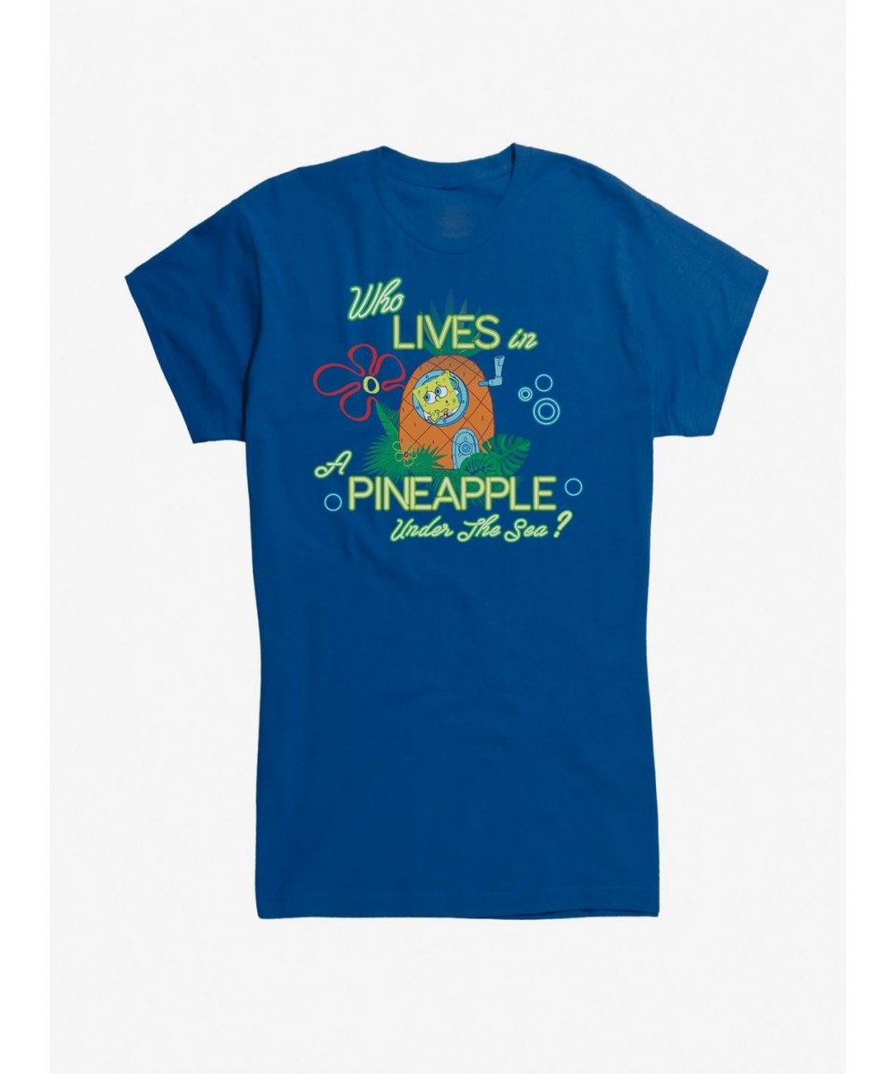 Seasonal Sale Spongebob Squarepants Who Lives In A Pineapple Girls T-Shirt $7.17 T-Shirts