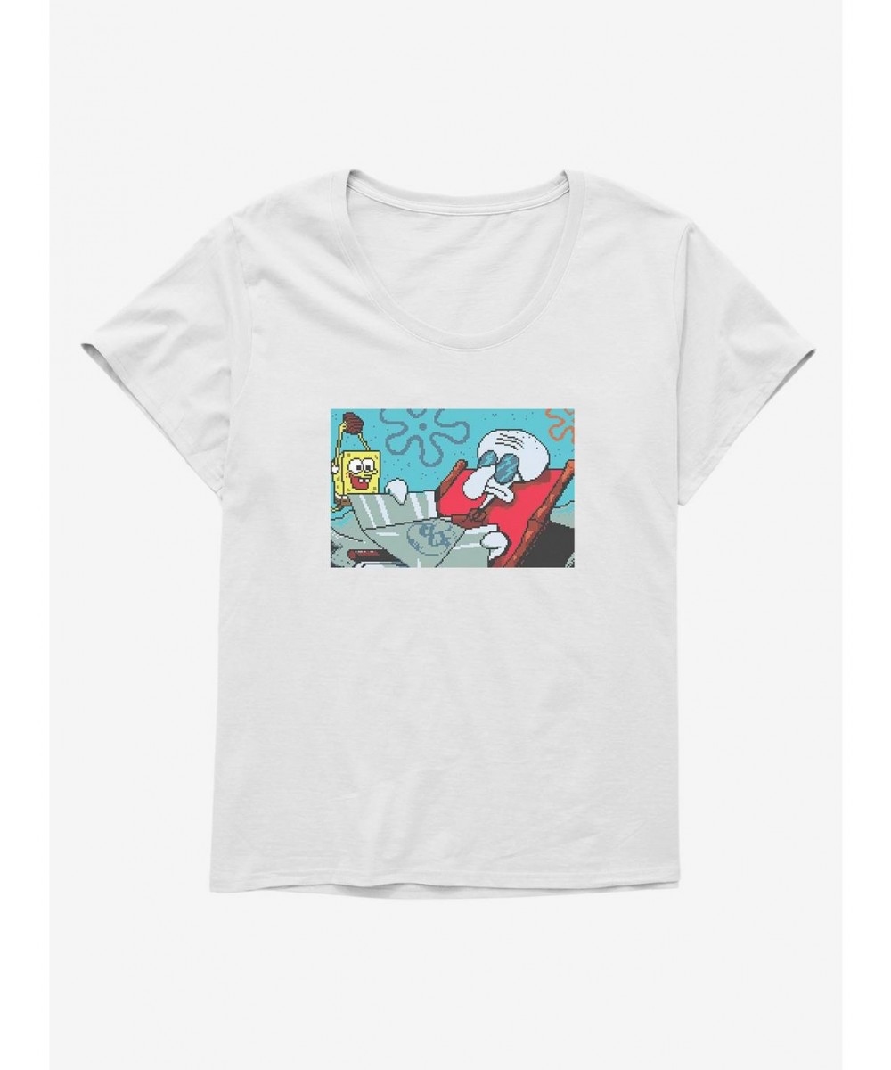 Trendy SpongeBob SquarePants Squidward Tanning Girls T-Shirt Plus Size $11.72 T-Shirts