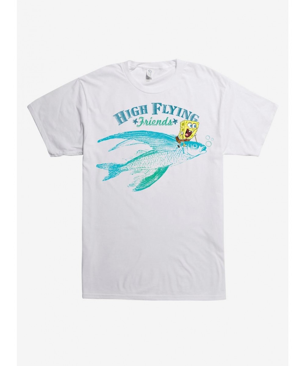 Discount Sale SpongeBob SquarePants High Flying Friends T-Shirt $8.22 T-Shirts