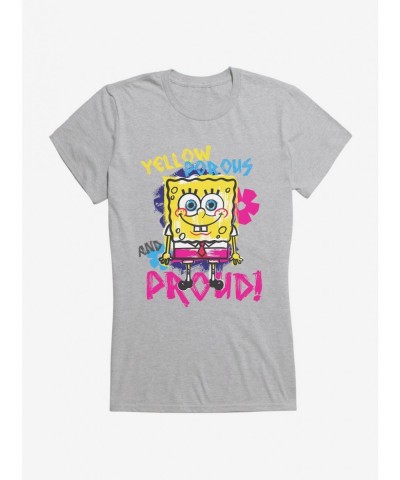 Trendy SpongeBob SquarePants Yellow, Porous And Proud Girls T-Shirt $5.98 T-Shirts