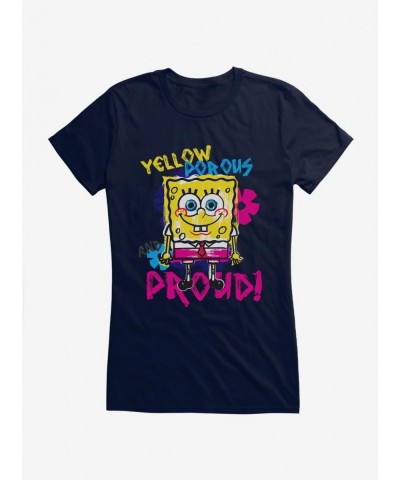 Trendy SpongeBob SquarePants Yellow, Porous And Proud Girls T-Shirt $5.98 T-Shirts