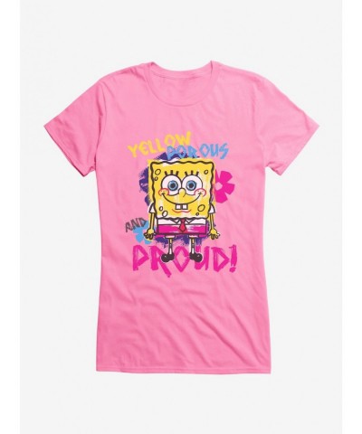 Trendy SpongeBob SquarePants Yellow, Porous And Proud Girls T-Shirt $5.98 T-Shirts