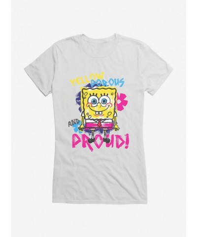 Trendy SpongeBob SquarePants Yellow, Porous And Proud Girls T-Shirt $5.98 T-Shirts