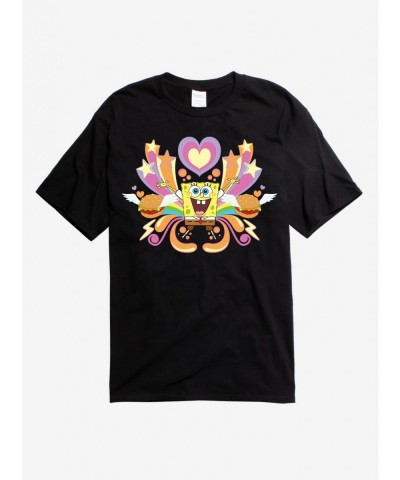 New Arrival SpongeBob SquarePants Hearts, Stars And Burgers T-Shirt $9.56 T-Shirts