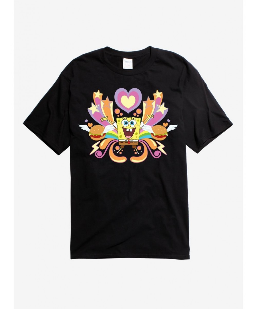 New Arrival SpongeBob SquarePants Hearts, Stars And Burgers T-Shirt $9.56 T-Shirts