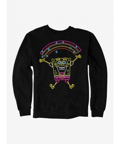 Cheap Sale SpongeBob SquarePants Neon Rainbow Sparkle Sweatshirt $12.40 Sweatshirts