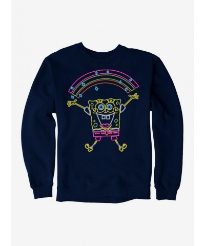 Cheap Sale SpongeBob SquarePants Neon Rainbow Sparkle Sweatshirt $12.40 Sweatshirts